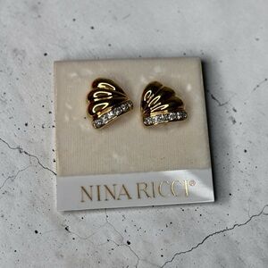 Nina Ricci Gold Earrings with Silver Accents